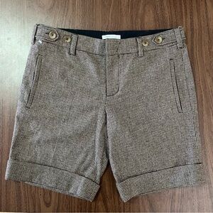 NWOT Vince Brown Houndstooth Bermudas Wool Shorts Unisex Slim Fit 4